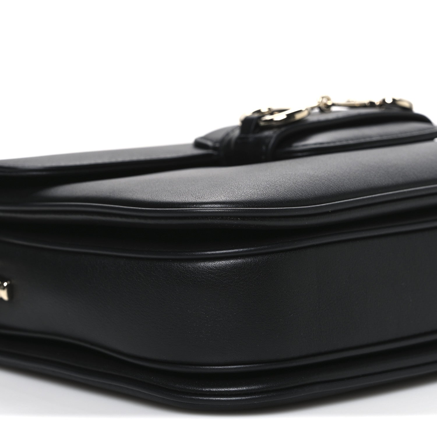 Ciny Lux Calfskin Horsebit 1955 Soft Small Shoulder Bag Black