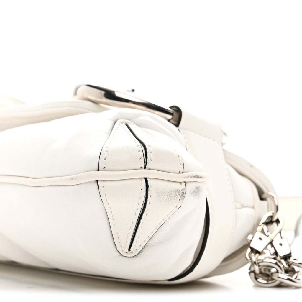 Nappa Vertical Matelasse Medium Maxi Horsebit Chain Shoulder Bag Mystic White