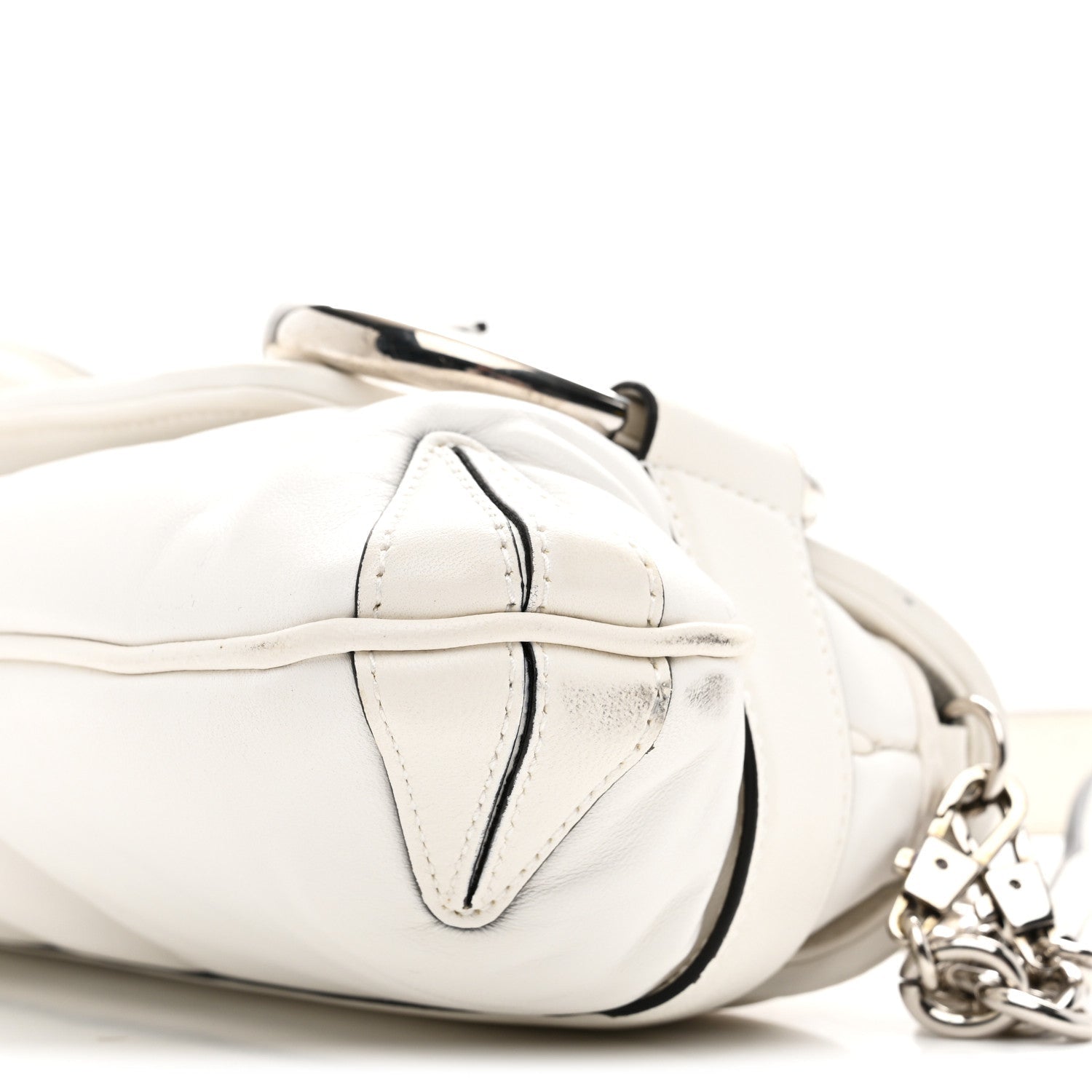 Nappa Vertical Matelasse Medium Maxi Horsebit Chain Shoulder Bag Mystic White