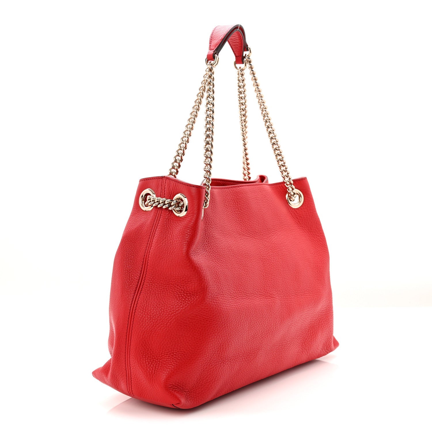 Pebbled Calfskin Medium Soho Chain Shoulder Bag Tabasco Red