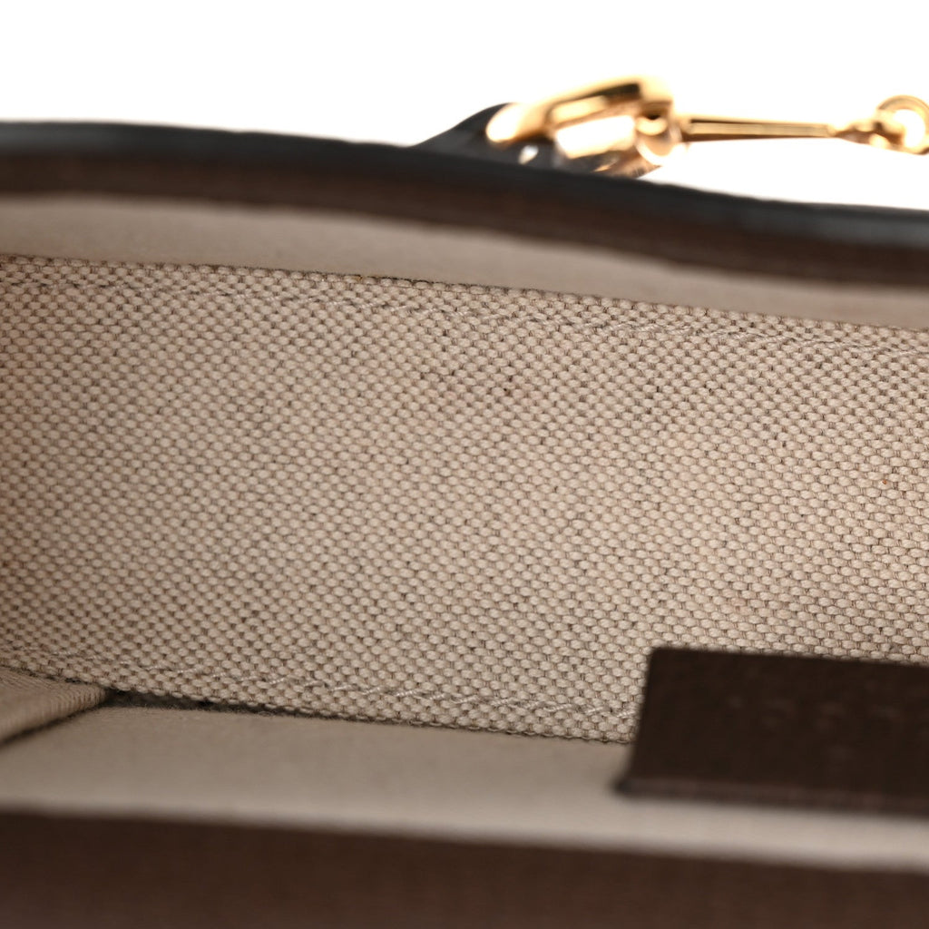 Monogram Jumbo GG Textured Dollar Calfskin Mini Horsebit 1955 Shoulder Bag Camel Ebony New Acero