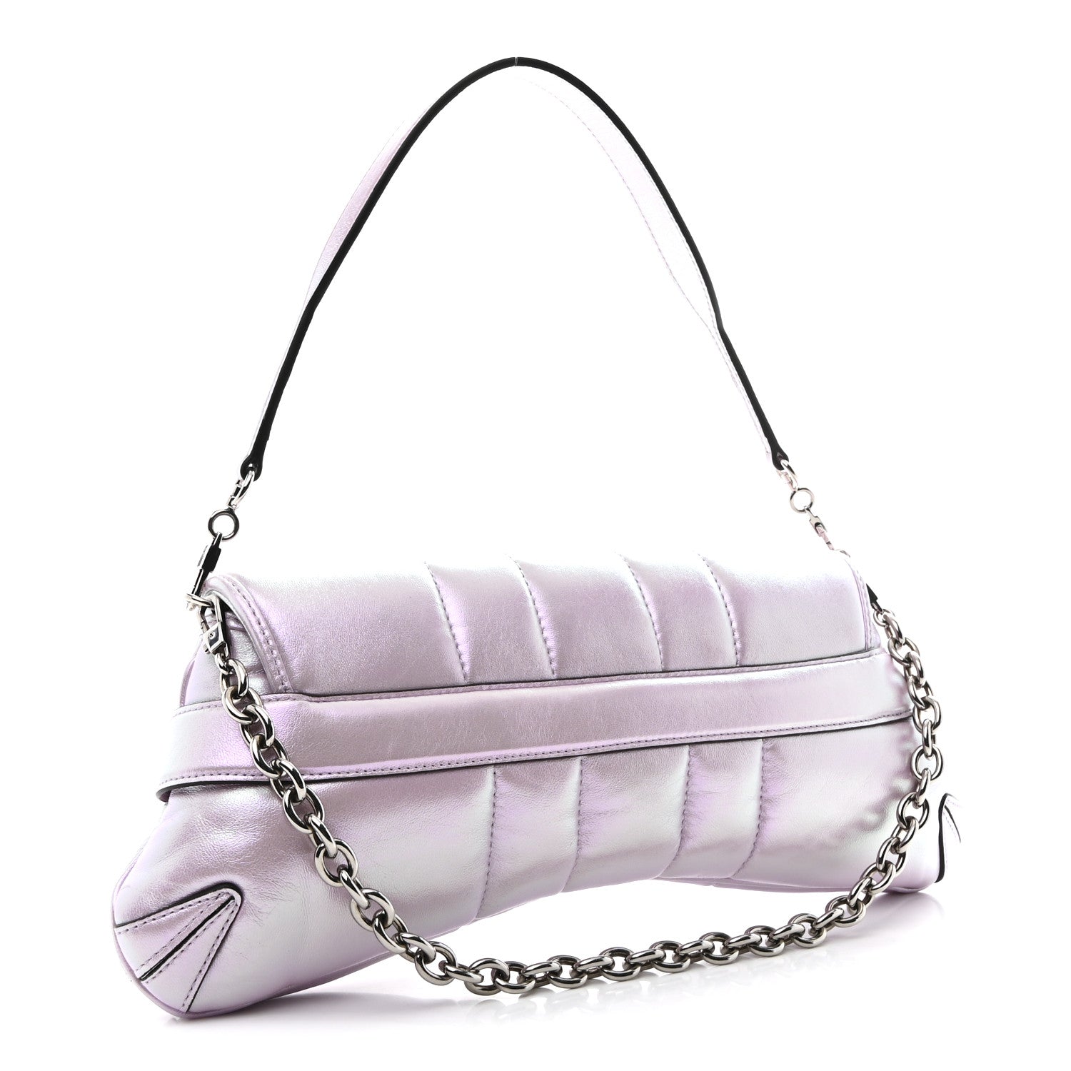 Iridescent Nappa Vertical Matelasse Medium Maxi Horsebit Chain Shoulder Bag Escape Pink