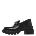 Magnum Calfskin Nappa Samoa Womens Horsebit Platform Chunky Lug Sole 40mm Loafers 38.5  Black