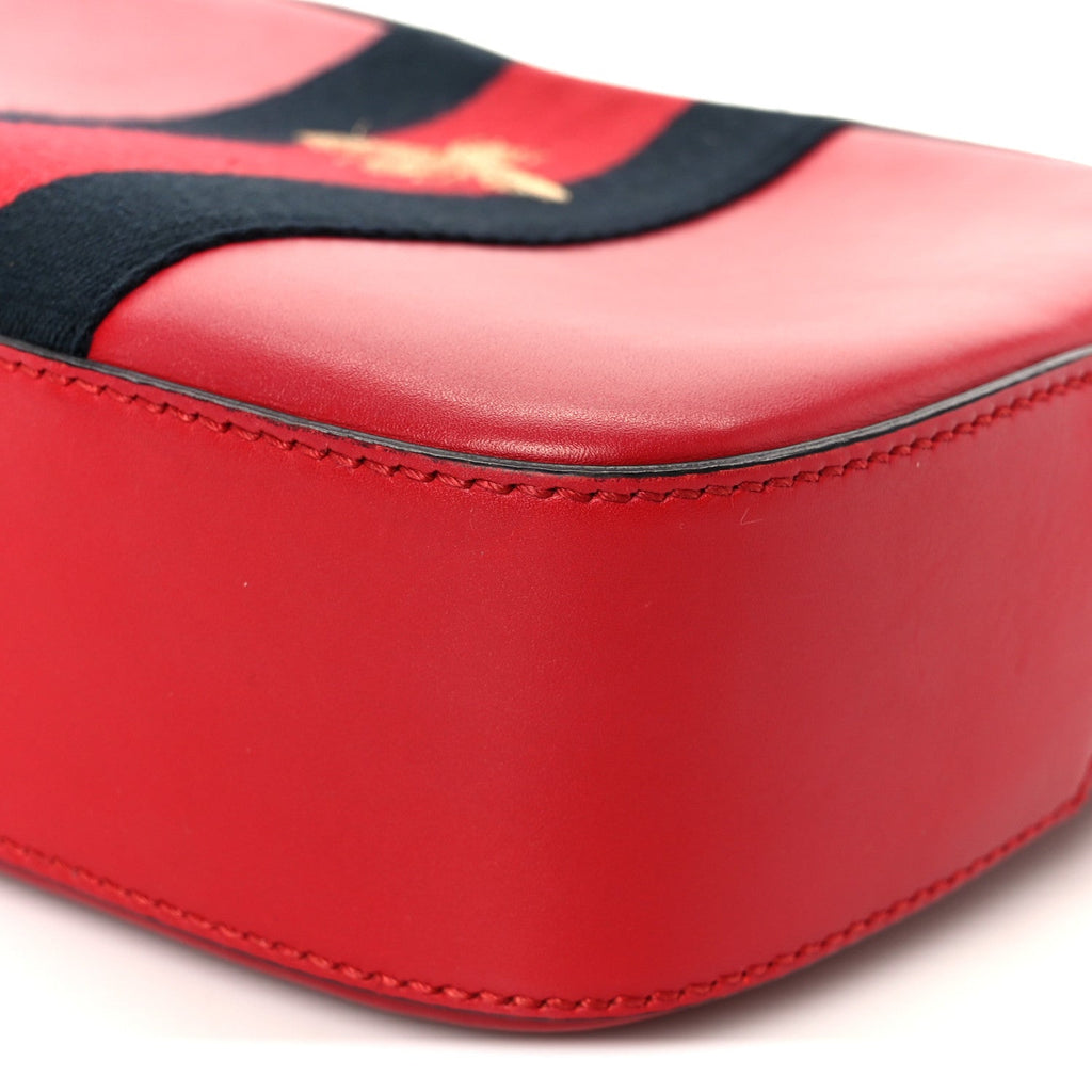 Calfskin Web Small Webby Bee Shoulder Bag Red
