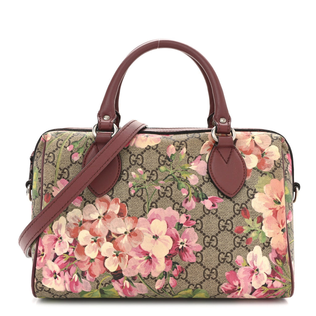 GG Supreme Monogram Blooms Small Boston Beige Multicolor Dry Rose