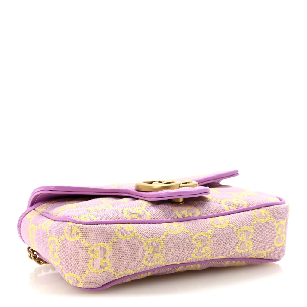 Monogram Super Mini GG Marmont Shoulder Bag Lilac Yellow