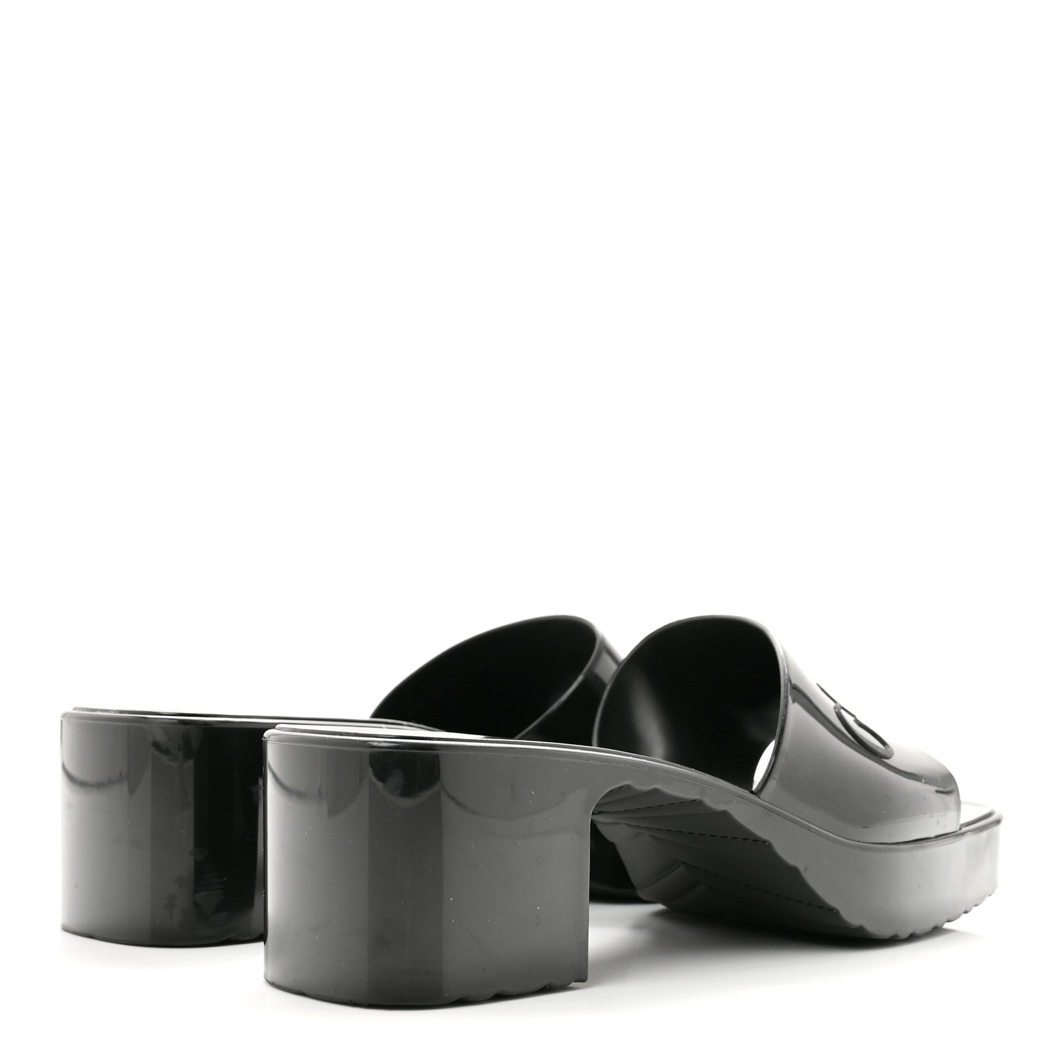 Rubber Gucci Logo Womens Platform 20/60mm Slide Sandals 38 Black