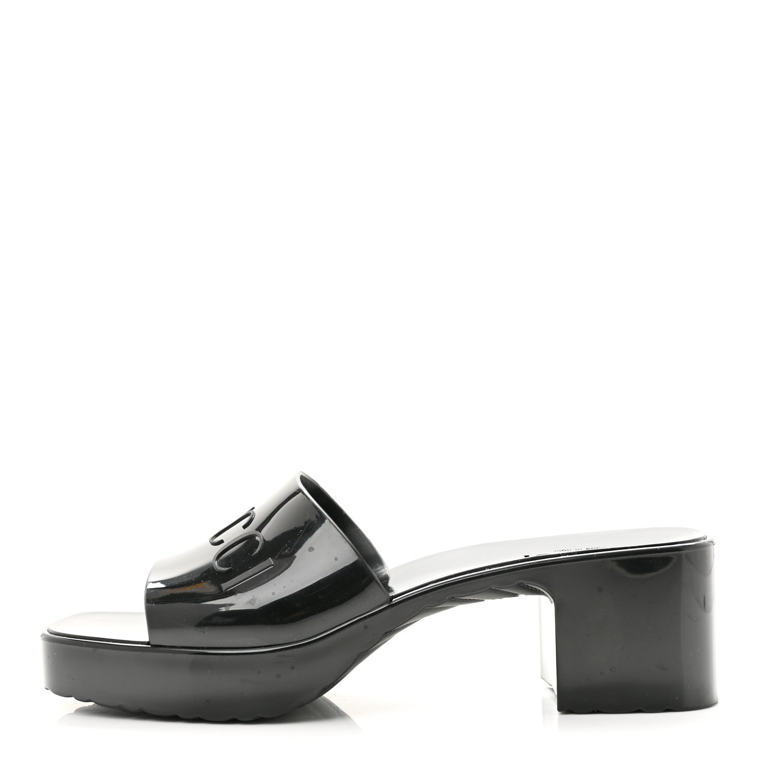 Rubber Gucci Logo Womens Platform 20/60mm Slide Sandals 38 Black