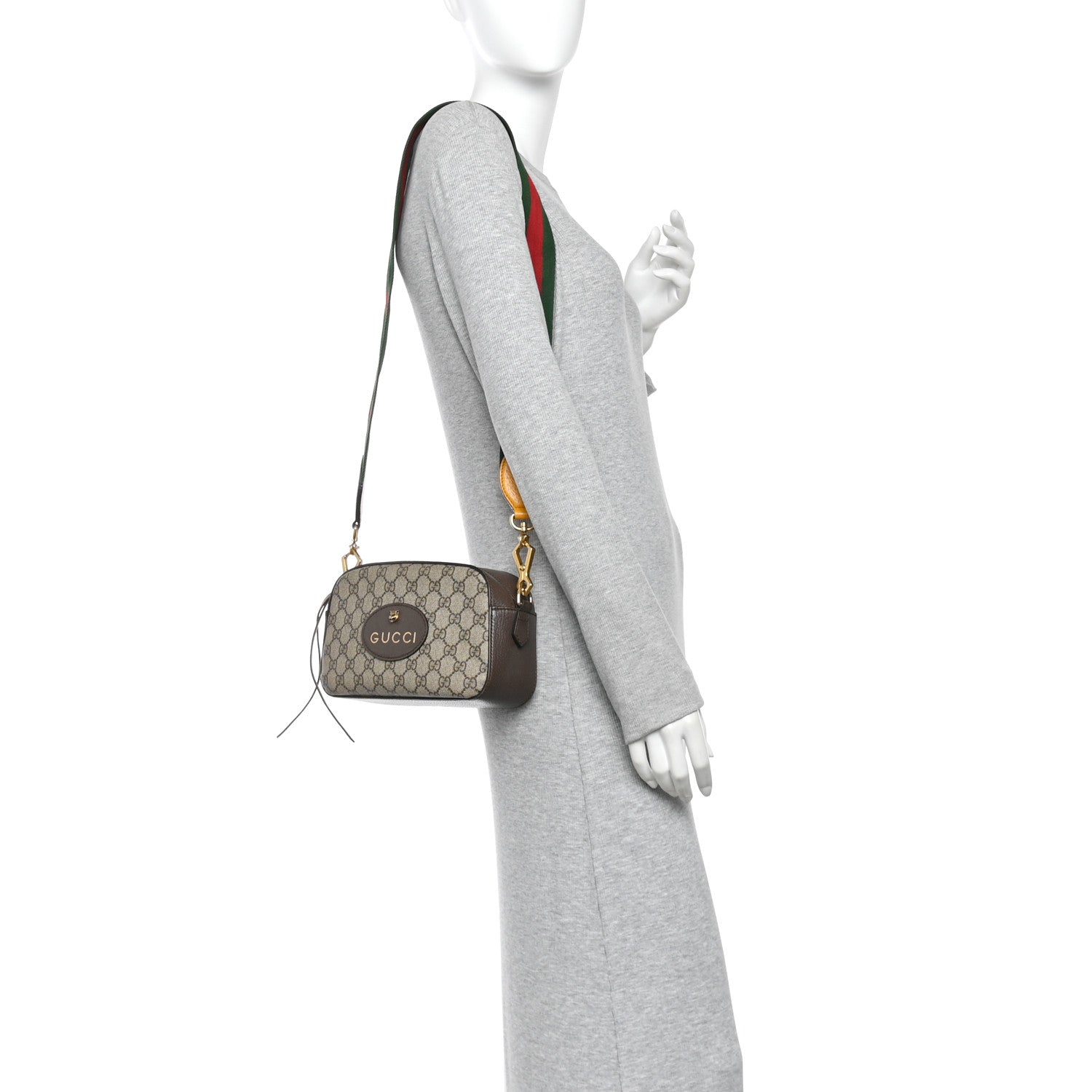 GG Supreme Monogram Web Neo Vintage Shoulder Bag Beige New Acero Crop