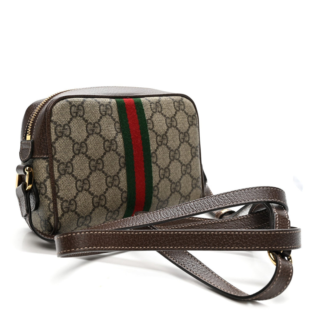 GG Supreme Monogram Web Mini Ophidia Shoulder Bag Brown