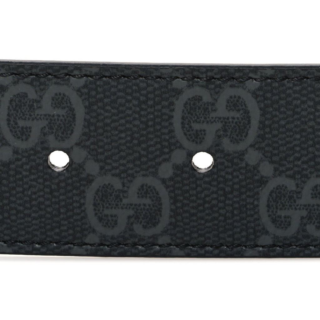 GG Supreme Monogram Plaque Buckle Belt 90 36 Black