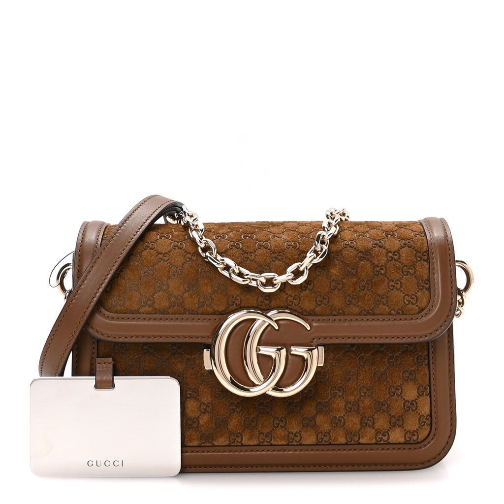 Suede Micro GG Small Go Shoulder Bag Brown