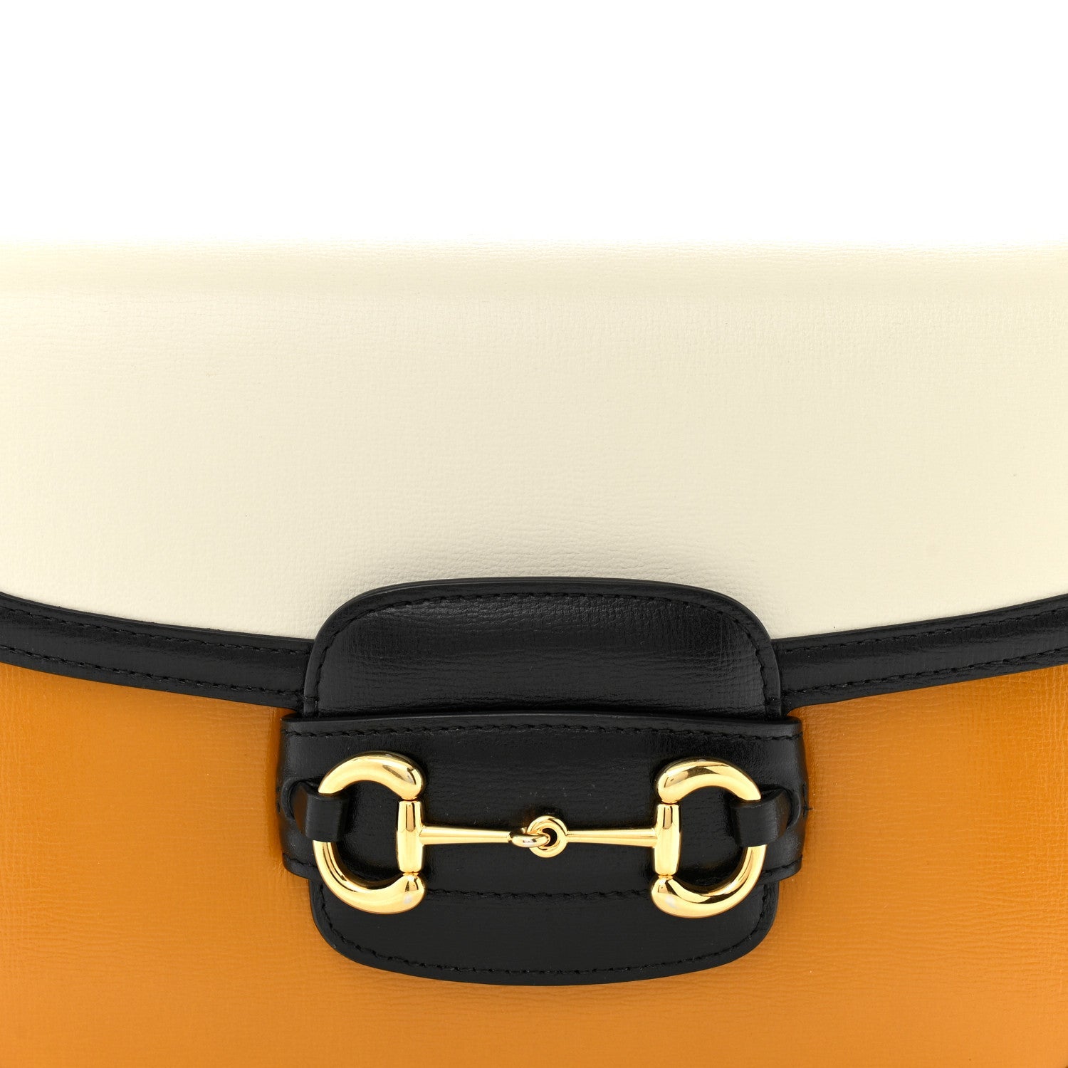 Azalea Calfskin Tri-Color Horsebit 1955 Shoulder Bag Mystic White Sun Oil Black