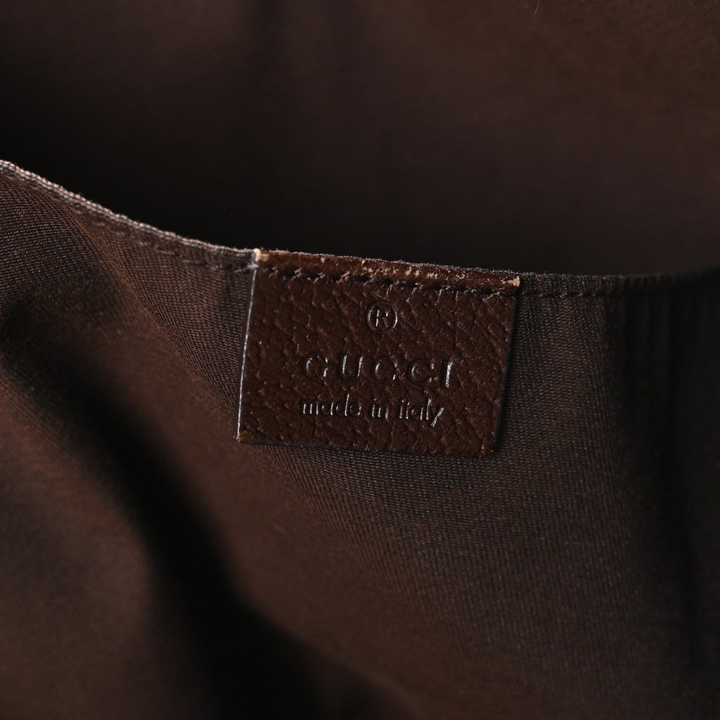 GG Monogram Medium Web Handle Vertical Tote Dark Brown