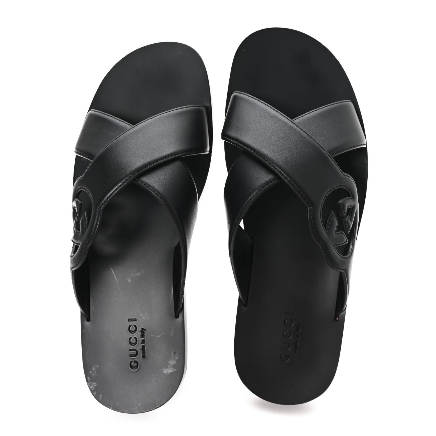 Cosmos Softy Calfskin Interlocking G Sandals 12 Black