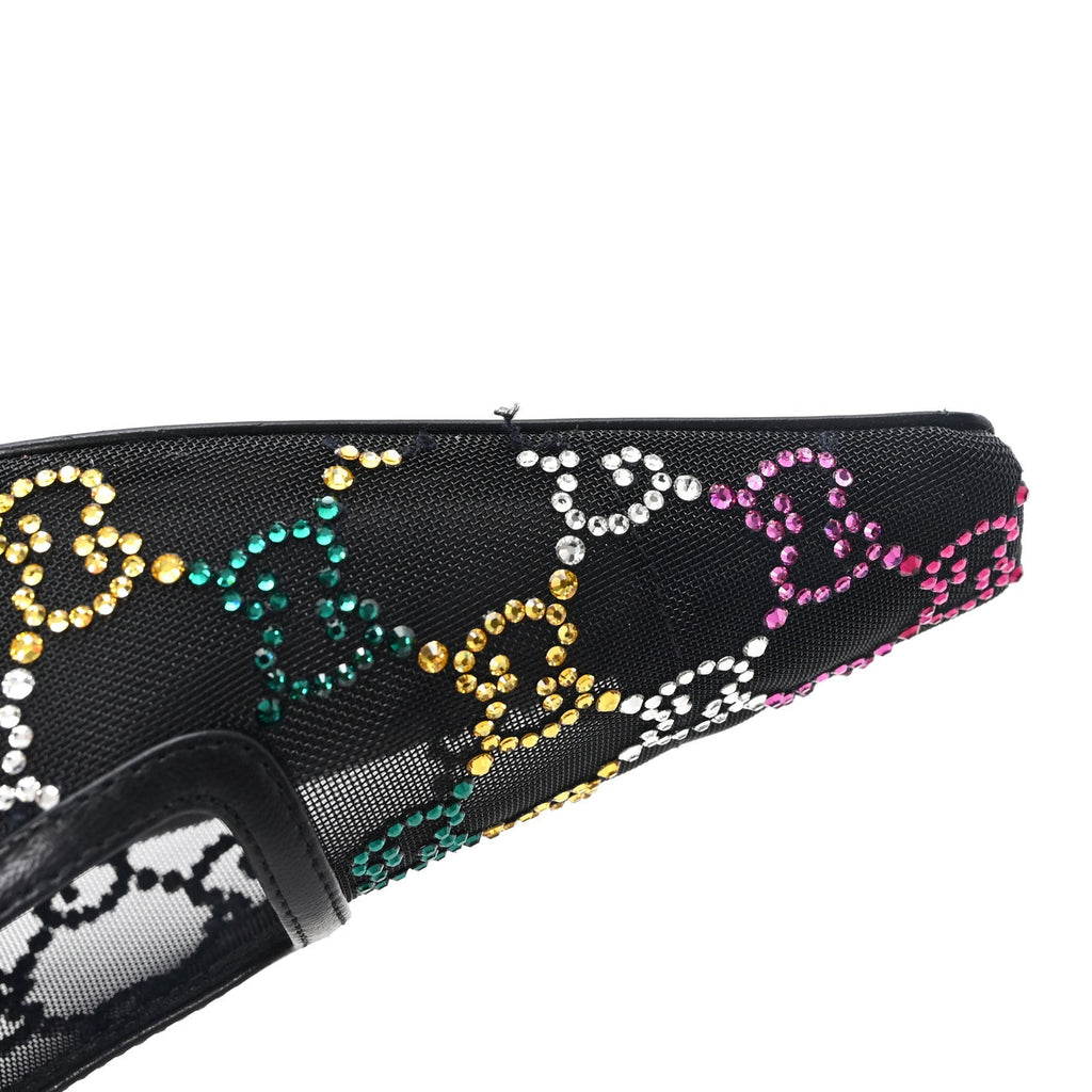 Tela Retino Nappa Charlotte Crystal GG Monogram Square G 75mm Slingback Pumps 39.5 Black