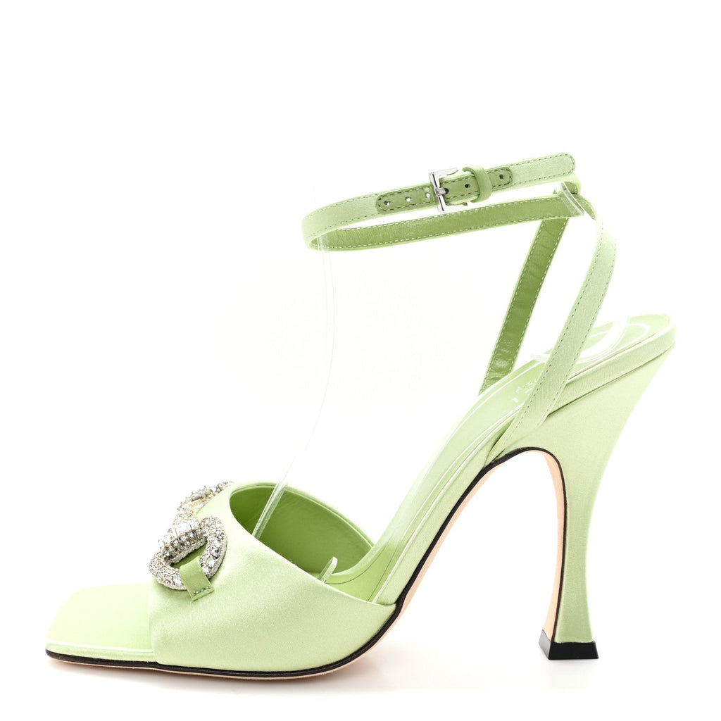 Satin Crystal Horsebit Sandal Pumps 36.5