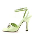 Satin Crystal Horsebit Sandal Pumps 36.5