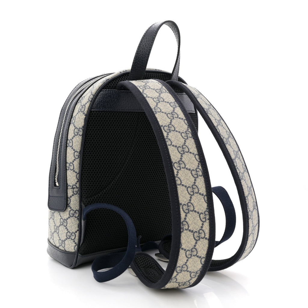 GG Supreme Monogram Textured Dollar Calfskin Web Small Ophidia Day Backpack Beige Blue Black