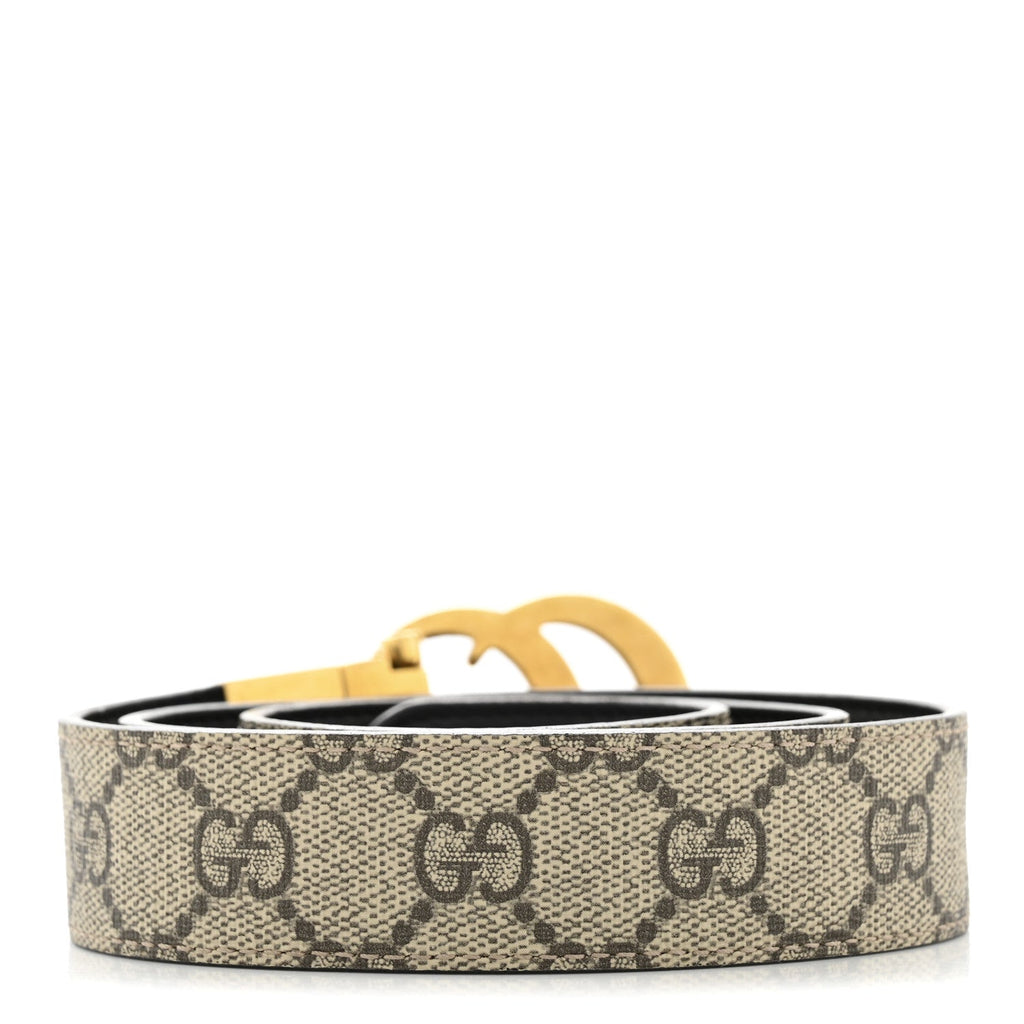 GG Supreme Monogram Plutone Calfskin Double G Reversible 75 30 Belt Beige Ebony New Acero