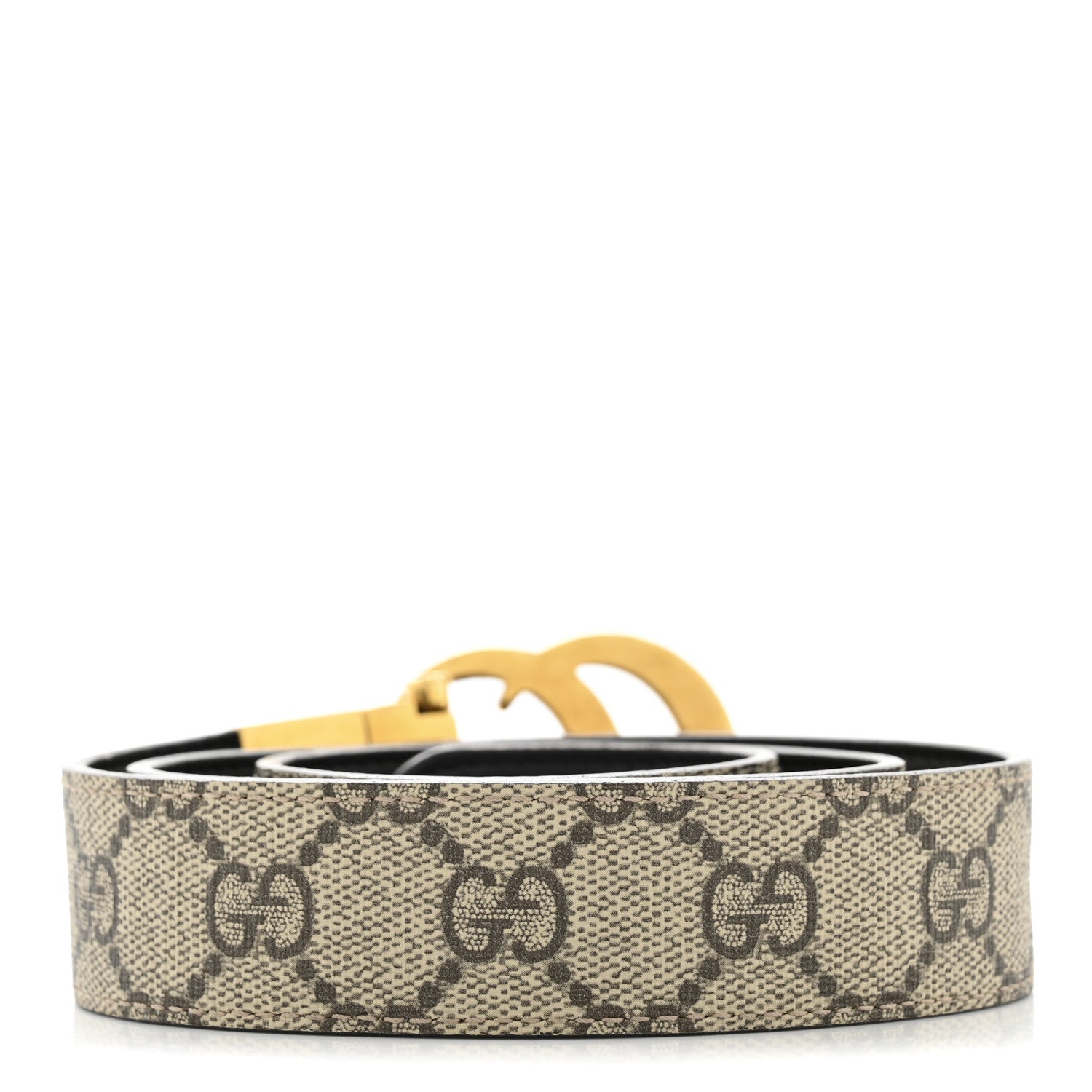 GG Supreme Monogram Plutone Calfskin Double G Reversible 75 30 Belt Beige Ebony New Acero