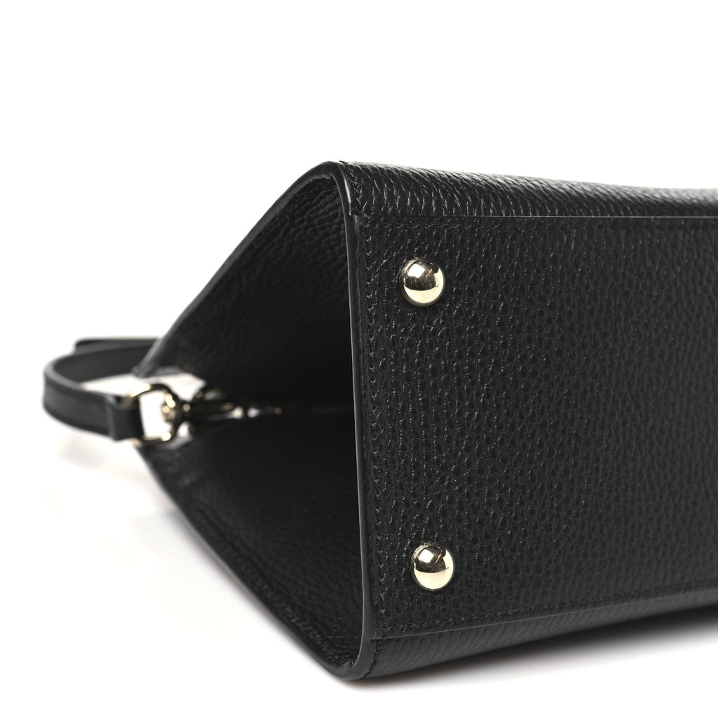 Dollar Calfskin Medium Soho Top Handle Satchel Black