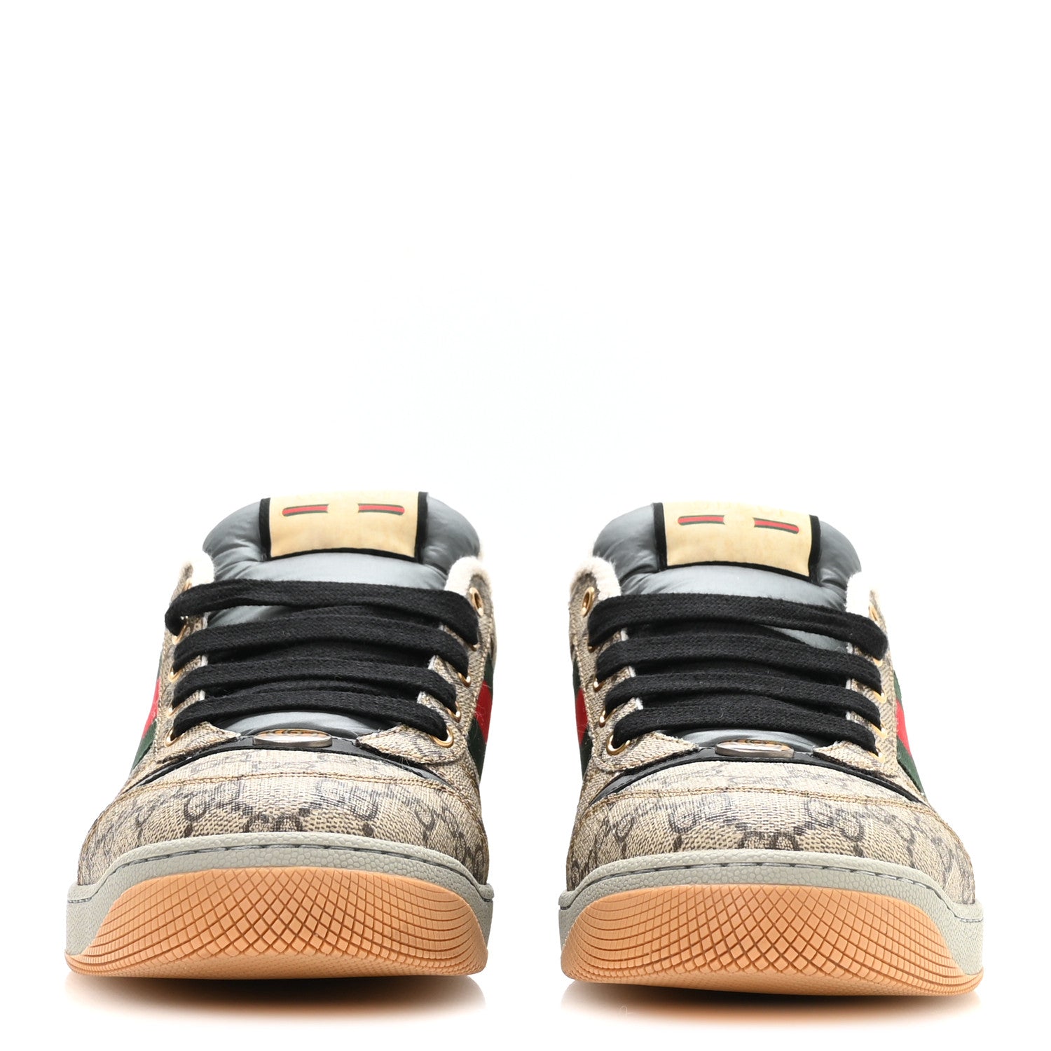 GG Supereme Monogram Miro Soft Calfskin Web Mens Screener Sneakers 9.5 Beige Ebony Black New Platinum