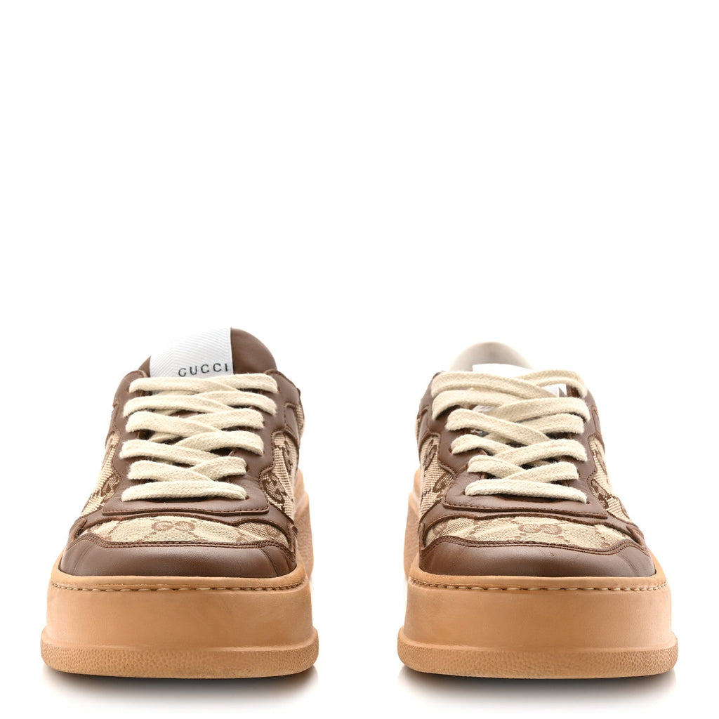 Calfskin GG Monogram Womens Platform 55mm Sneakers 35.5 Hezelnut Beige Ebony Mystic White