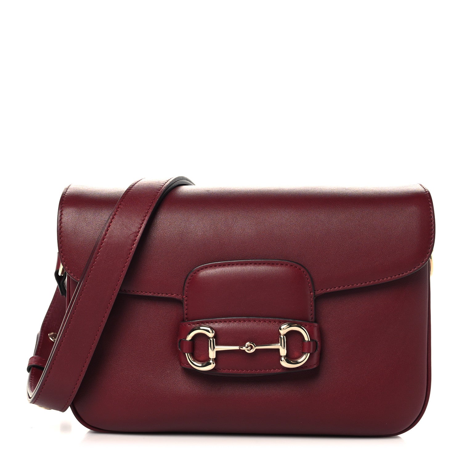 Arabella Calfskin Horsebit 1955 Soft Small Shoulder Bag Rosso Ancora