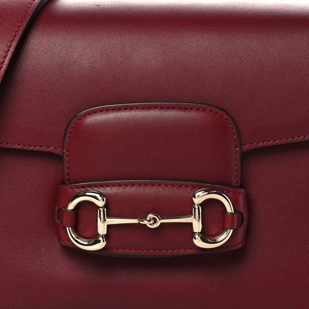 Arabella Calfskin Horsebit 1955 Soft Small Shoulder Bag Rosso Ancora