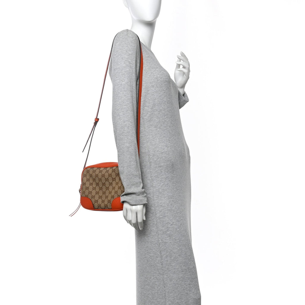Monogram Dollar Calfskin Mini Bree Messenger Bag Beige Ebony Sun Orange