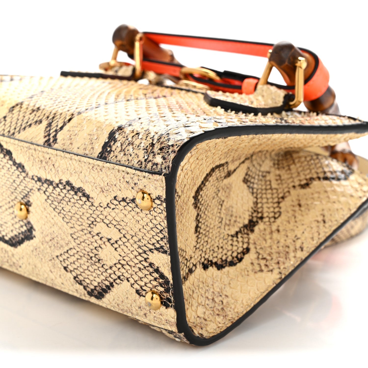 Snakeskin Mini Diana Tote Bag Beige