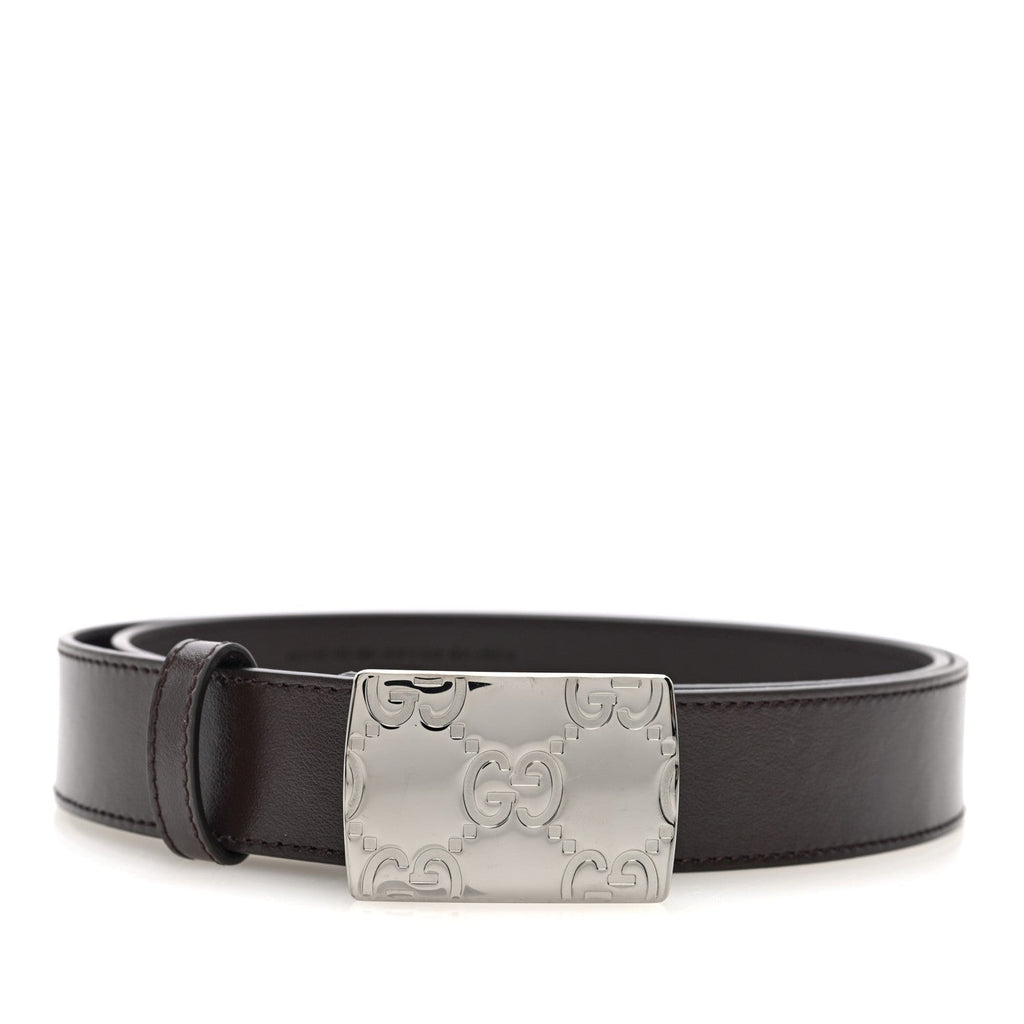 Plutone Calfskin Plaque GG 30mm Belt 90 36 Cocoa