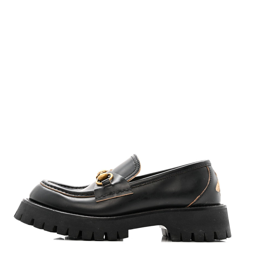Cordovan Lux Womens Harald Horsebit 25mm Platform Loafers 40 Black 37.5 Black