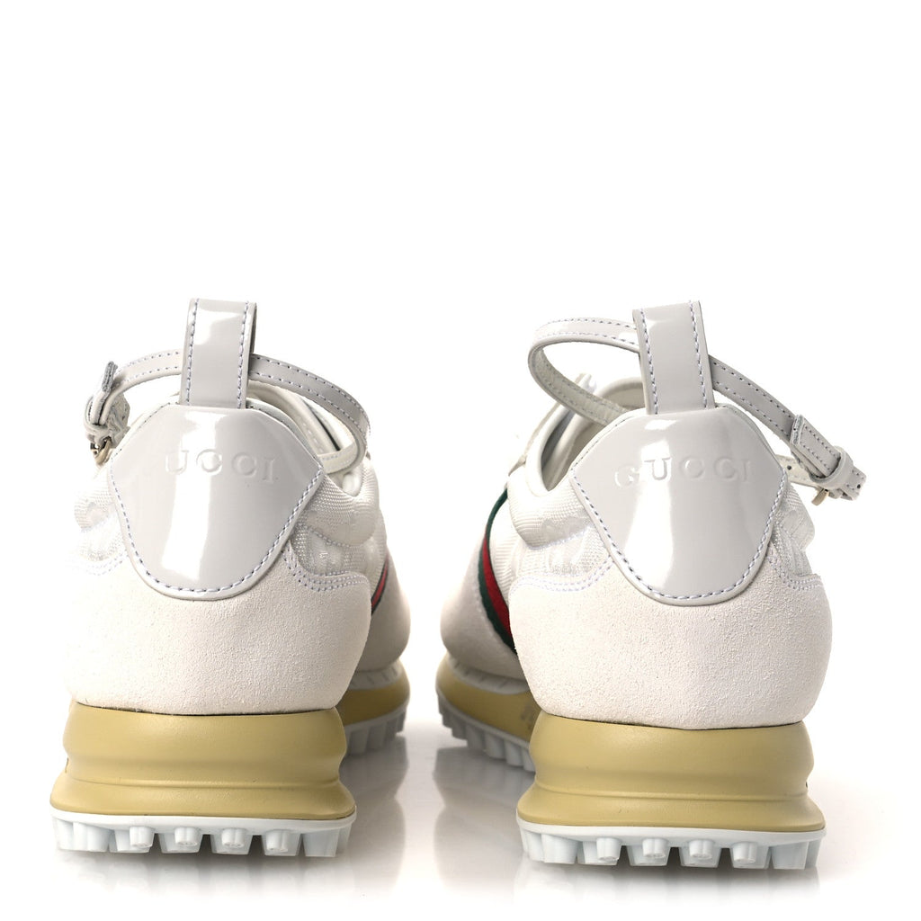 GG Suede Monogram Web Re-Motion Sneakers 37.5 White