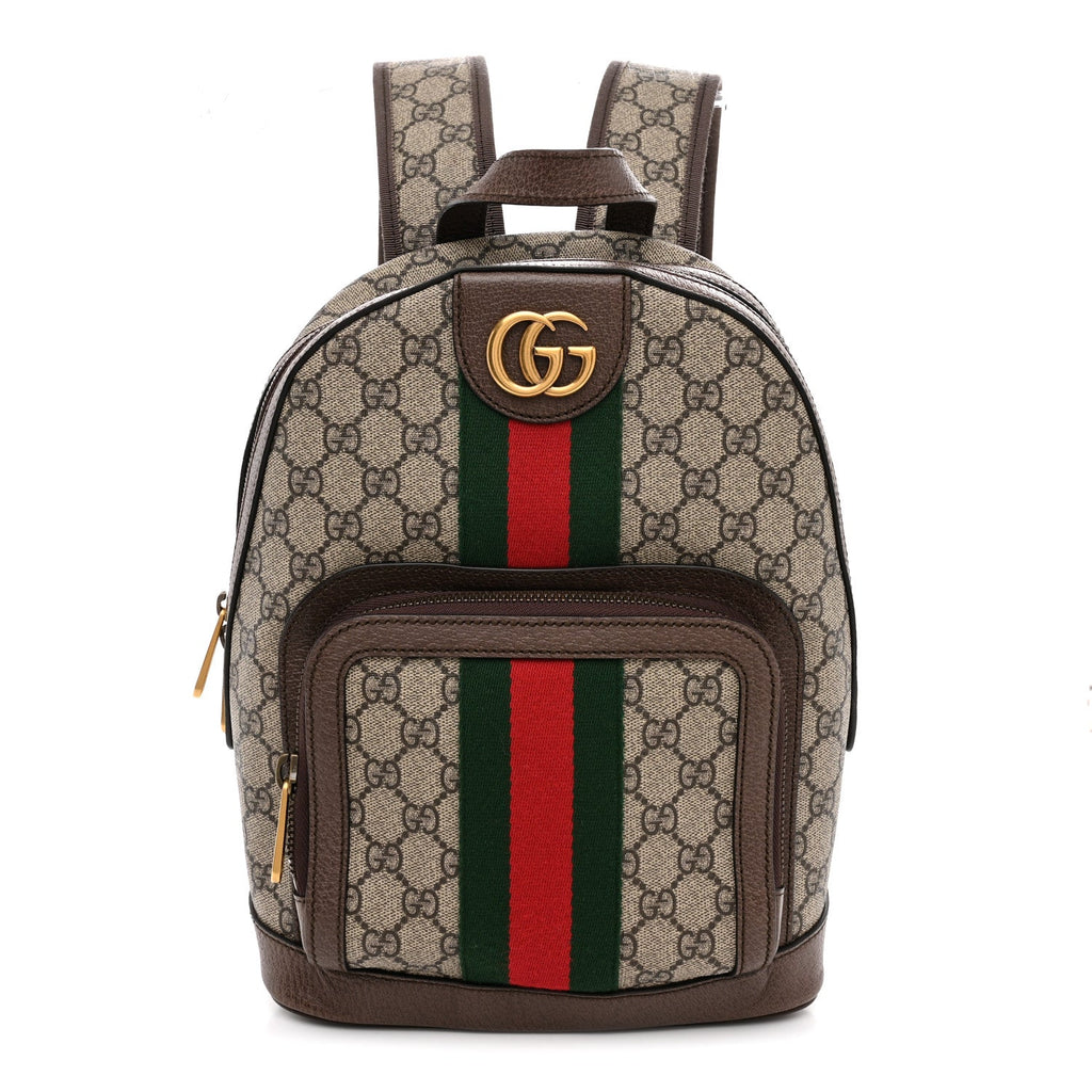 GG Supreme Monogram Calfskin Web Small Ophidia Day Backpack Beige Ebony New Acero