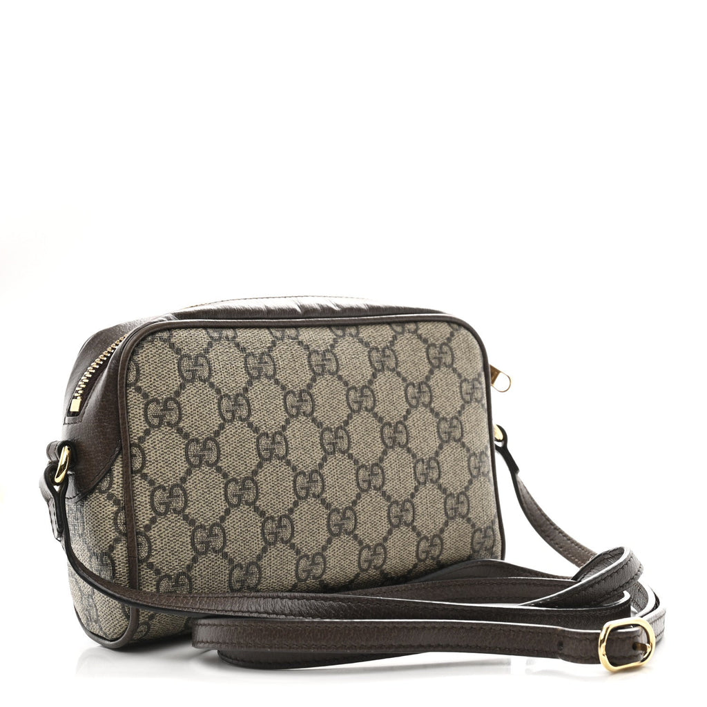 GG Supreme Monogram Textured Calfskin Super Mini Ophidia Shoulder Bag Beige Ebony New Acero