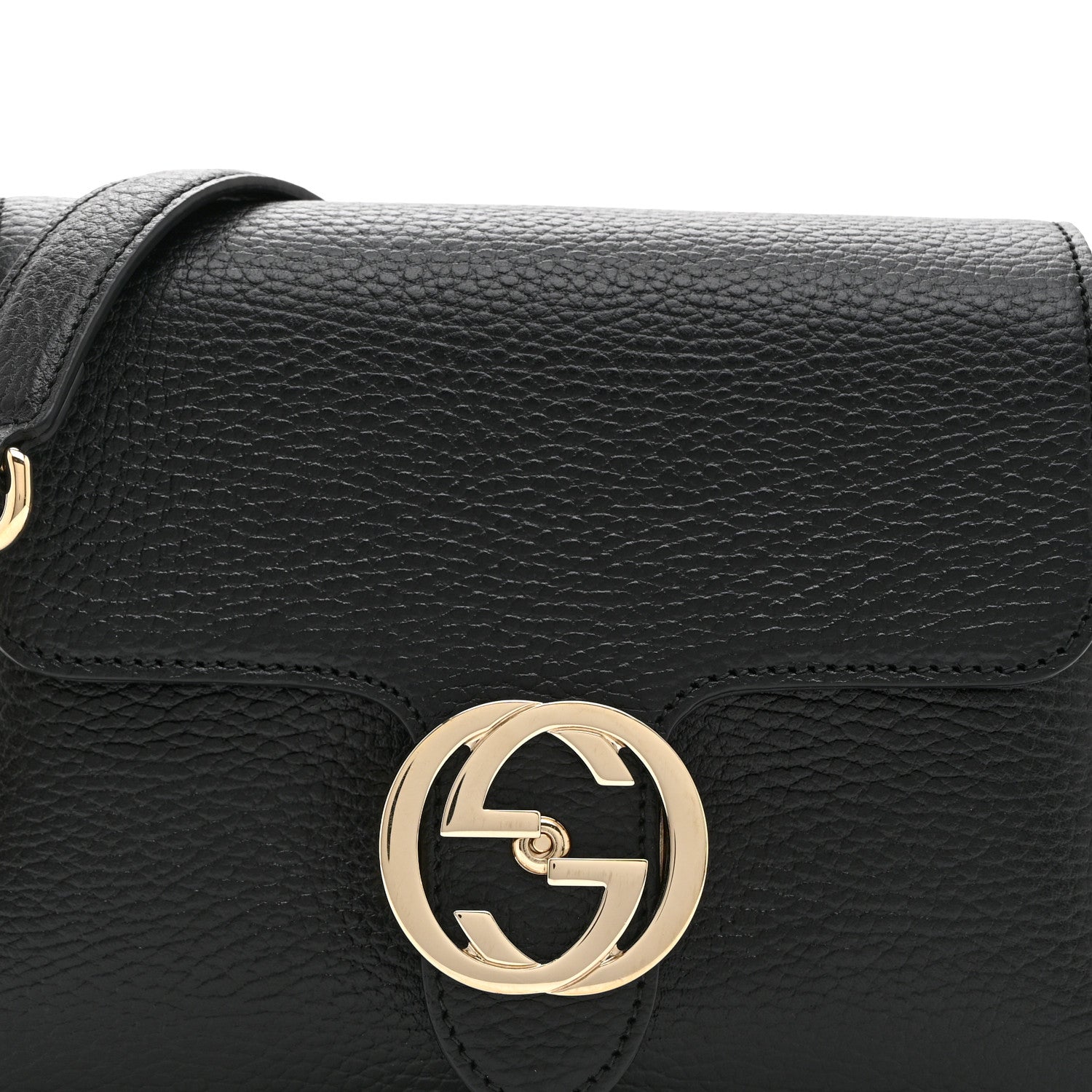Dollar Calfskin Interlocking G Crossbody Bag Black