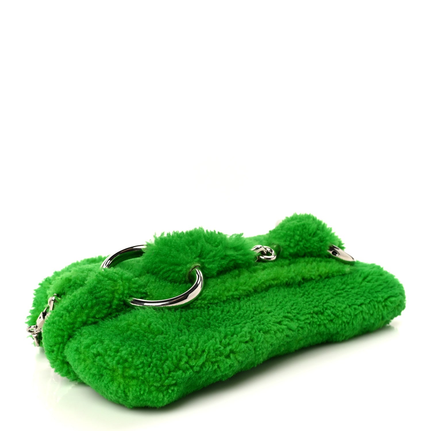 Merino Wool Medium Maxi Horsebit Chain Shoulder Bag Green