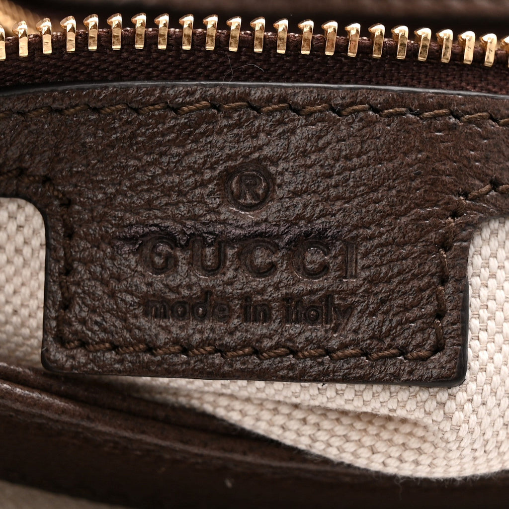 GG Supreme Monogram Textured Dollar Calfskin Web Medium Blondie Top Handle Shoulder Flap Bag Beige Ebony New Acero