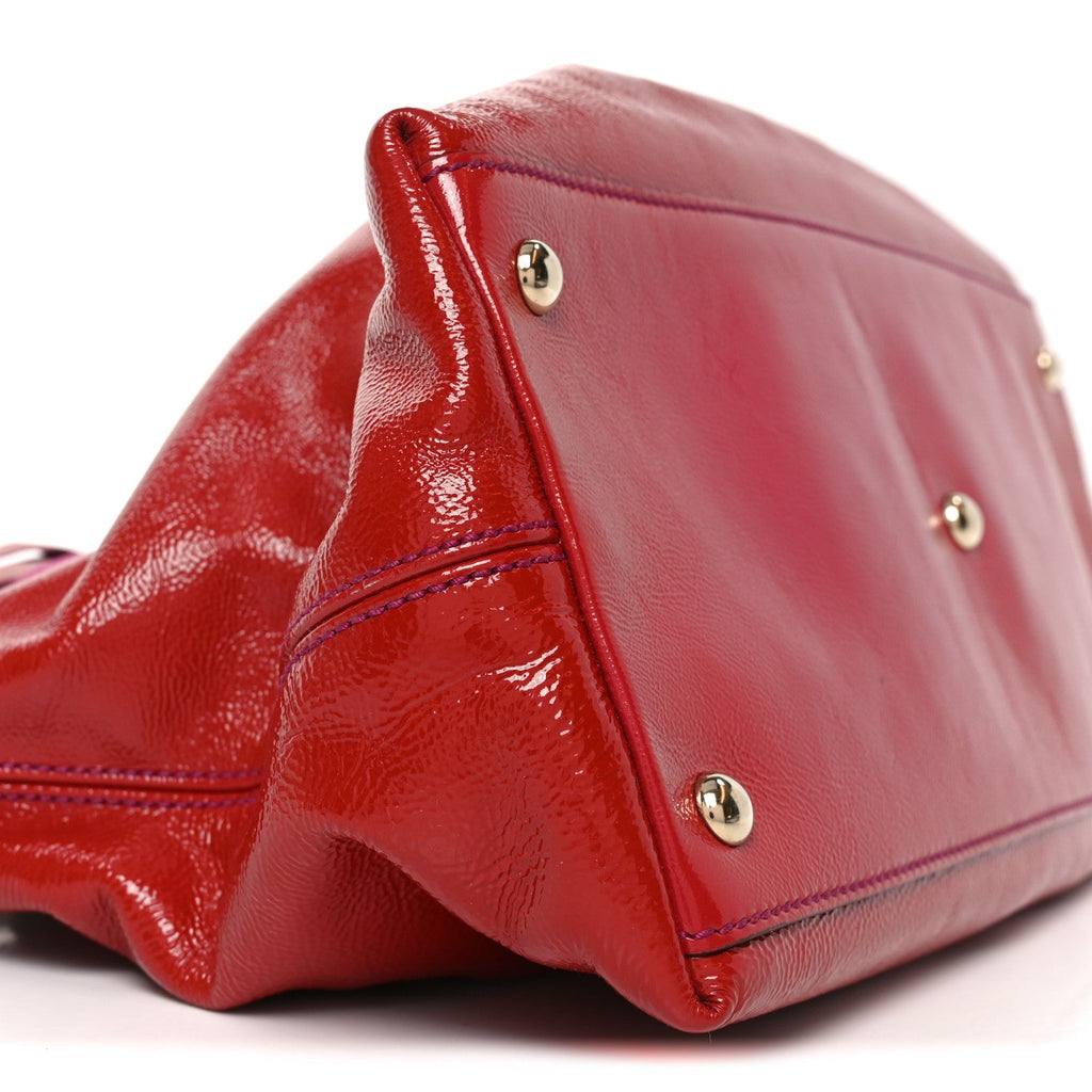Vernice Naplack Small Soho Top Handle Satchel Uniform Red