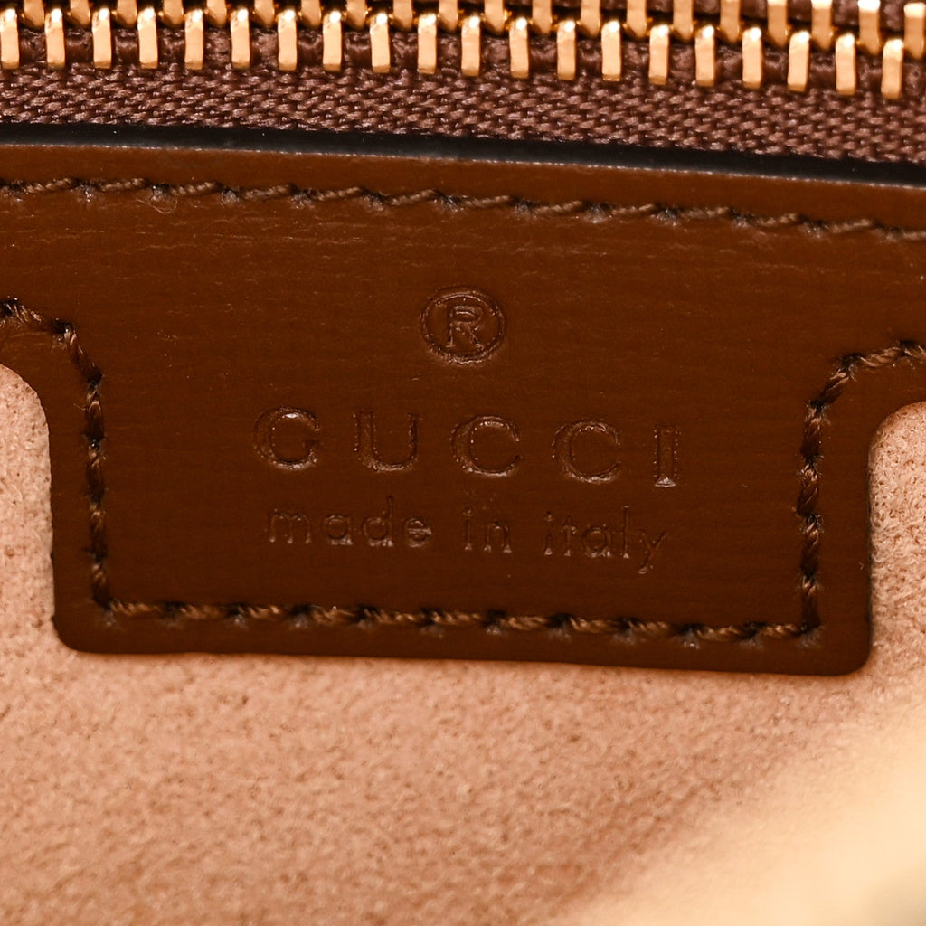 GG Supreme Monogram Small Horsebit 1955 Shoulder Bag Beige Brown Sugar