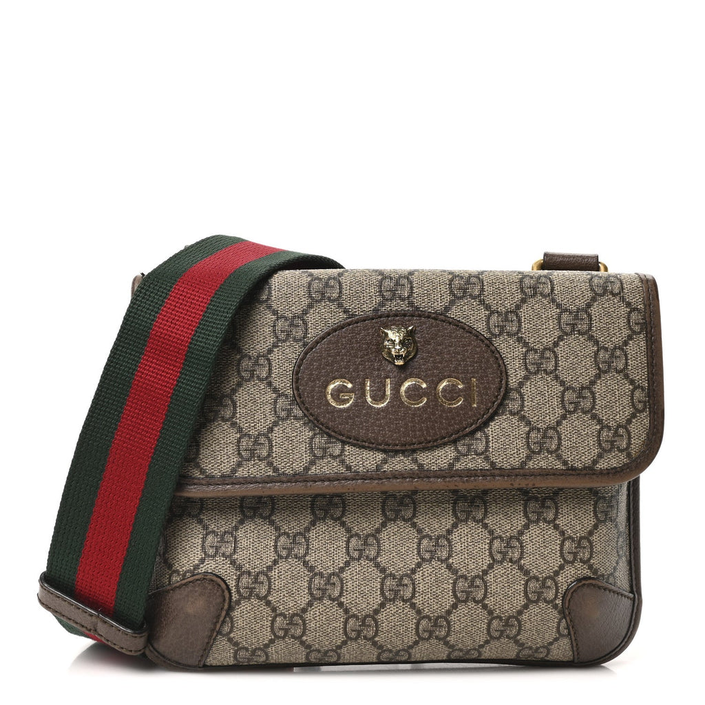 GG Supreme Monogram Web Small Neo Vintage Double Flap Messenger Bag Beige New Acero