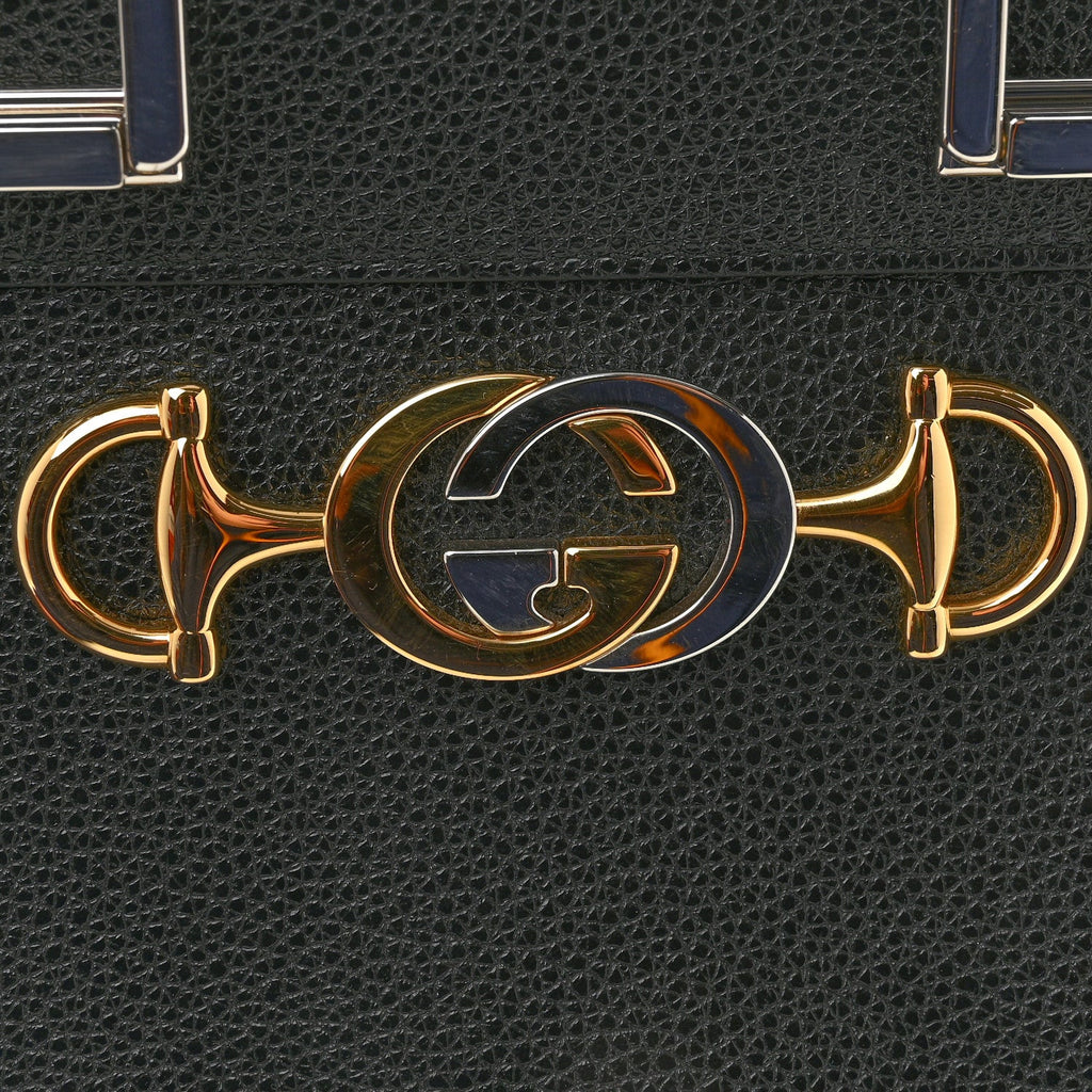 Grainy Calfskin Small Zumi Top Handle Bag Black