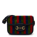 Velvet Azalea Calfskin Baiadera Stripe Horsebit 1955 Shoulder Bag Multicolor