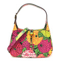 X KEN SCOTT Textured Calfskin Pomponica Print Small Jackie 1961 Hobo Multicolor Fuxia Pompon
