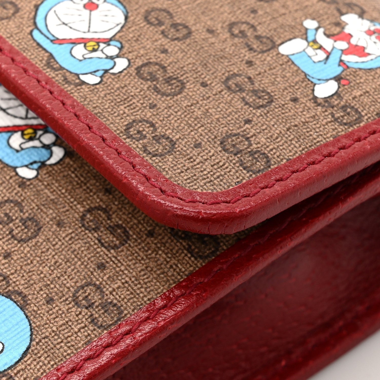 X DORAEMON Mini Vintage GG Supreme Monogram Mini Crossbody Bag Beige Cherry Red