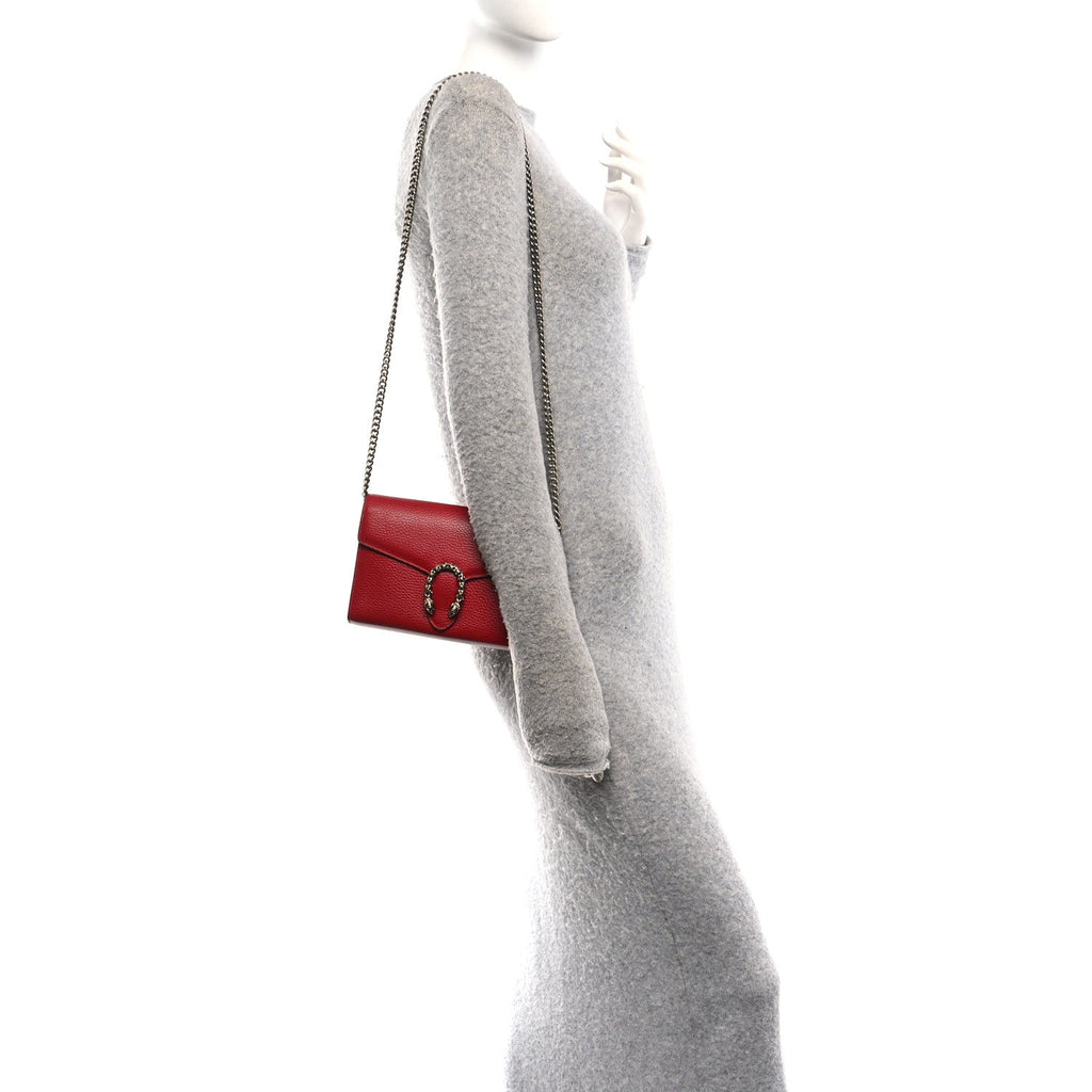 Calfskin Mini Dionysus Chain Wallet Hibiscus Red