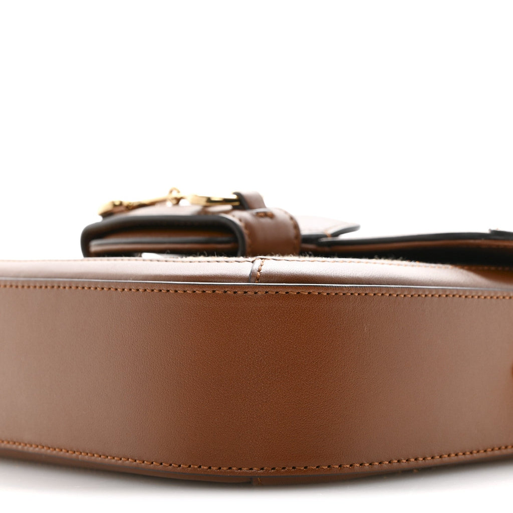 New Canvas Charisma Calfskin Crystal GG Monogram Mini Horsebit 1955 Shoulder Bag Camel Ebony