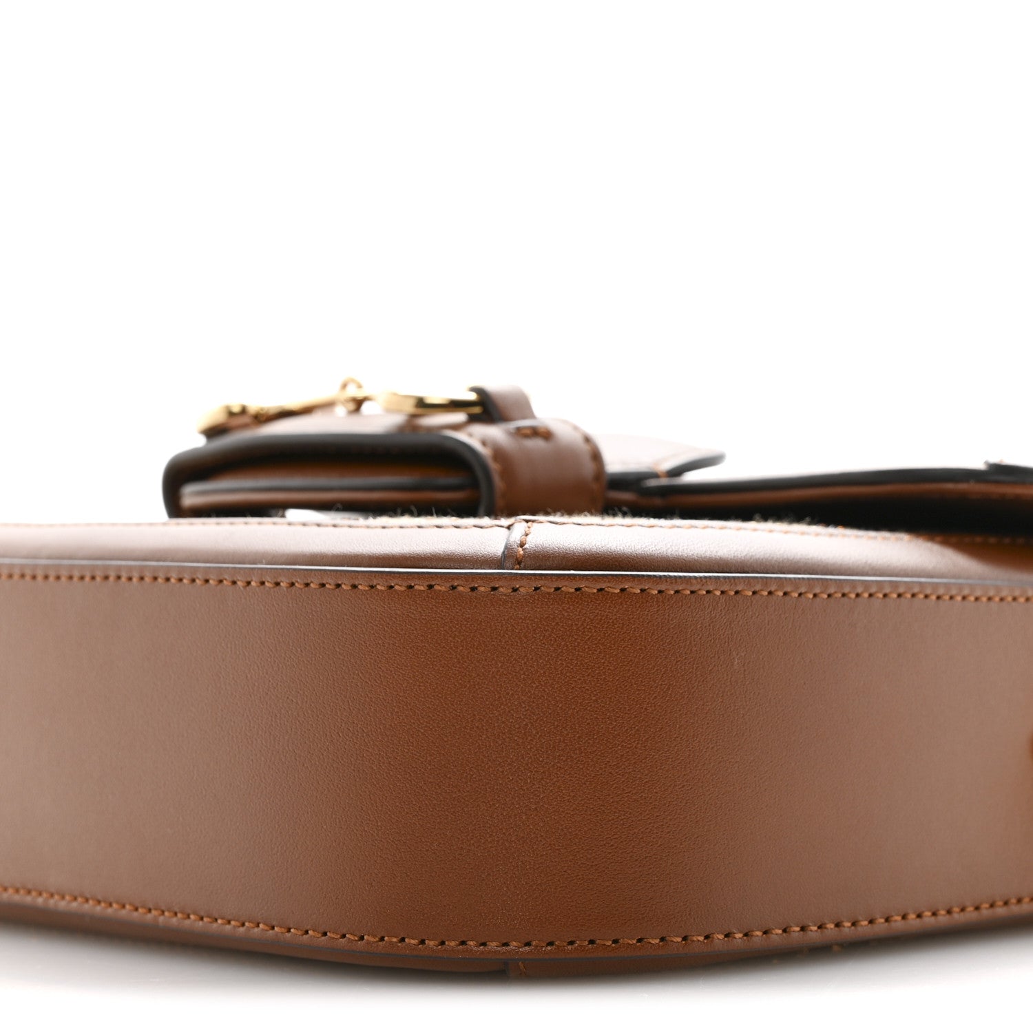 New Canvas Charisma Calfskin Crystal GG Monogram Mini Horsebit 1955 Shoulder Bag Camel Ebony